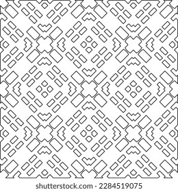 Stylish texture with figures from lines.Abstract geometric black and white pattern for web page, textures, card, poster, fabric, textile. Monochrome graphic repeating design. 