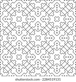 Stylish texture with figures from lines.Abstract geometric black and white pattern for web page, textures, card, poster, fabric, textile. Monochrome graphic repeating design. 
