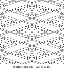 Stylish texture with figures from lines.Abstract geometric black and white pattern for web page, textures, card, poster, fabric, textile. Monochrome graphic repeating design. 