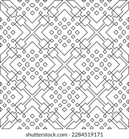 Stylish texture with figures from lines.Abstract geometric black and white pattern for web page, textures, card, poster, fabric, textile. Monochrome graphic repeating design. 