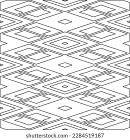 Stylish texture with figures from lines.Abstract geometric black and white pattern for web page, textures, card, poster, fabric, textile. Monochrome graphic repeating design. 