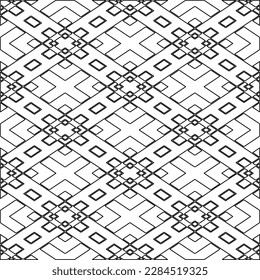 Stylish texture with figures from lines.Abstract geometric black and white pattern for web page, textures, card, poster, fabric, textile. Monochrome graphic repeating design. 
