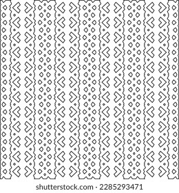Stylish texture with figures from lines.Abstract geometric black and white pattern for web page, textures, card, poster, fabric, textile. Monochrome graphic repeating design. 