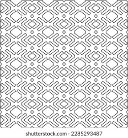 Stylish texture with figures from lines.Abstract geometric black and white pattern for web page, textures, card, poster, fabric, textile. Monochrome graphic repeating design. 
