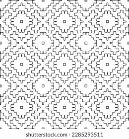 Stylish texture with figures from lines.Abstract geometric black and white pattern for web page, textures, card, poster, fabric, textile. Monochrome graphic repeating design. 