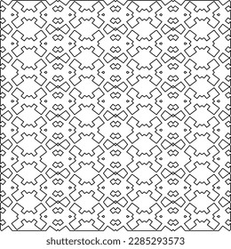 Stylish texture with figures from lines.Abstract geometric black and white pattern for web page, textures, card, poster, fabric, textile. Monochrome graphic repeating design. 