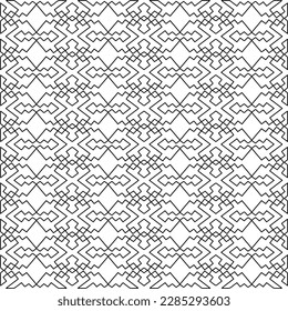 Stylish texture with figures from lines.Abstract geometric black and white pattern for web page, textures, card, poster, fabric, textile. Monochrome graphic repeating design. 