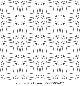 Stylish texture with figures from lines.Abstract geometric black and white pattern for web page, textures, card, poster, fabric, textile. Monochrome graphic repeating design. 