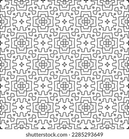 Stilvolle Textur mit Figuren aus Linien.Abstraktes geometrisches Schwarz-Weiß Muster für Webseiten, Texturen, Karten, Poster, Stoff, Textilien. Monochrome grafische Wiederholungsdesign. 