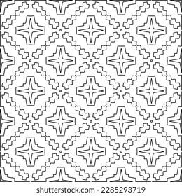 Stylish texture with figures from lines.Abstract geometric black and white pattern for web page, textures, card, poster, fabric, textile. Monochrome graphic repeating design. 