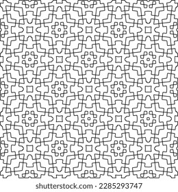 Stylish texture with figures from lines.Abstract geometric black and white pattern for web page, textures, card, poster, fabric, textile. Monochrome graphic repeating design. 