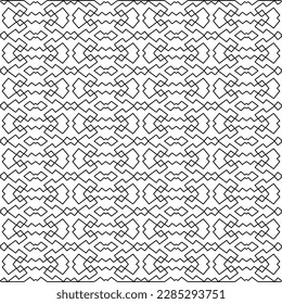 Stylish texture with figures from lines.Abstract geometric black and white pattern for web page, textures, card, poster, fabric, textile. Monochrome graphic repeating design. 