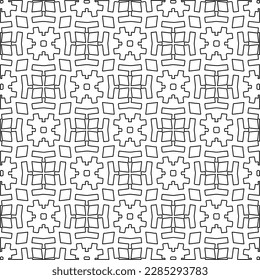 Stylish texture with figures from lines.Abstract geometric black and white pattern for web page, textures, card, poster, fabric, textile. Monochrome graphic repeating design. 