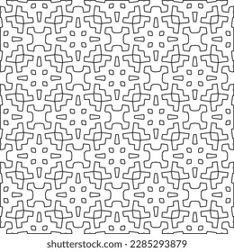 Stylish texture with figures from lines.Abstract geometric black and white pattern for web page, textures, card, poster, fabric, textile. Monochrome graphic repeating design. 