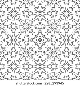 Stylish texture with figures from lines.Abstract geometric black and white pattern for web page, textures, card, poster, fabric, textile. Monochrome graphic repeating design. 