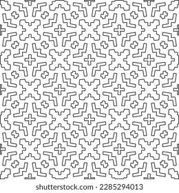 Stylish texture with figures from lines.Abstract geometric black and white pattern for web page, textures, card, poster, fabric, textile. Monochrome graphic repeating design. 