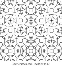Stylish texture with figures from lines.Abstract geometric black and white pattern for web page, textures, card, poster, fabric, textile. Monochrome graphic repeating design. 
