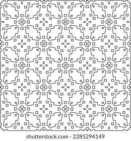 Stylish texture with figures from lines.Abstract geometric black and white pattern for web page, textures, card, poster, fabric, textile. Monochrome graphic repeating design. 