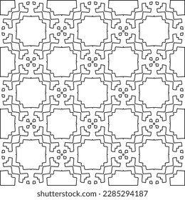 Stylish texture with figures from lines.Abstract geometric black and white pattern for web page, textures, card, poster, fabric, textile. Monochrome graphic repeating design. 