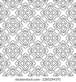 Stylish texture with figures from lines.Abstract geometric black and white pattern for web page, textures, card, poster, fabric, textile. Monochrome graphic repeating design. 