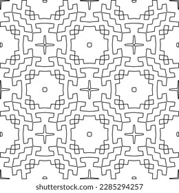 Stylish texture with figures from lines.Abstract geometric black and white pattern for web page, textures, card, poster, fabric, textile. Monochrome graphic repeating design. 