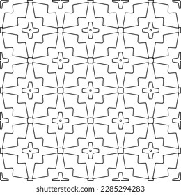 Stylish texture with figures from lines.Abstract geometric black and white pattern for web page, textures, card, poster, fabric, textile. Monochrome graphic repeating design. 