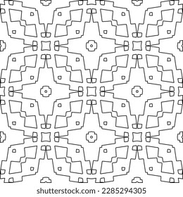 Stylish texture with figures from lines.Abstract geometric black and white pattern for web page, textures, card, poster, fabric, textile. Monochrome graphic repeating design. 