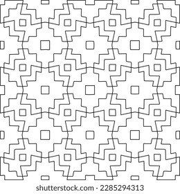 Stylish texture with figures from lines.Abstract geometric black and white pattern for web page, textures, card, poster, fabric, textile. Monochrome graphic repeating design. 
