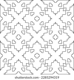 Stylish texture with figures from lines.Abstract geometric black and white pattern for web page, textures, card, poster, fabric, textile. Monochrome graphic repeating design. 