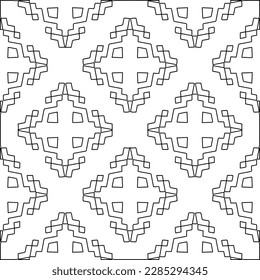 Stylish texture with figures from lines.Abstract geometric black and white pattern for web page, textures, card, poster, fabric, textile. Monochrome graphic repeating design. 