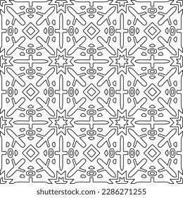 Stylish texture with figures from lines.Abstract geometric black and white pattern for web page, textures, card, poster, fabric, textile. Monochrome graphic repeating design. 