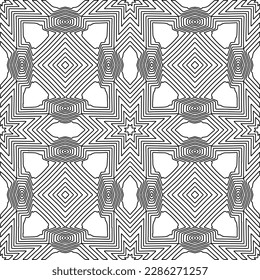 Stylish texture with figures from lines.Abstract geometric black and white pattern for web page, textures, card, poster, fabric, textile. Monochrome graphic repeating design. 