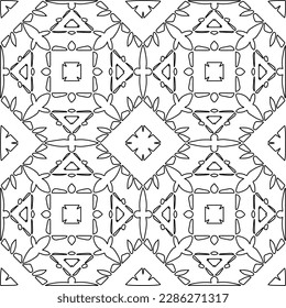 Stylish texture with figures from lines.Abstract geometric black and white pattern for web page, textures, card, poster, fabric, textile. Monochrome graphic repeating design. 