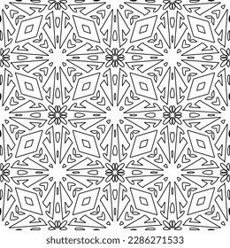 Stylish texture with figures from lines.Abstract geometric black and white pattern for web page, textures, card, poster, fabric, textile. Monochrome graphic repeating design. 