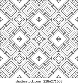 Stylish texture with figures from lines.Abstract geometric black and white pattern for web page, textures, card, poster, fabric, textile. Monochrome graphic repeating design. 