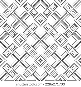 Stylish texture with figures from lines.Abstract geometric black and white pattern for web page, textures, card, poster, fabric, textile. Monochrome graphic repeating design. 