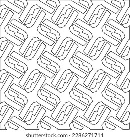 Stylish texture with figures from lines.Abstract geometric black and white pattern for web page, textures, card, poster, fabric, textile. Monochrome graphic repeating design. 