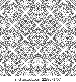 Stylish texture with figures from lines.Abstract geometric black and white pattern for web page, textures, card, poster, fabric, textile. Monochrome graphic repeating design. 