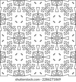 Stylish texture with figures from lines.Abstract geometric black and white pattern for web page, textures, card, poster, fabric, textile. Monochrome graphic repeating design. 