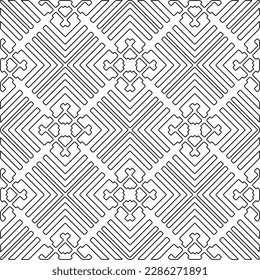 Stylish texture with figures from lines.Abstract geometric black and white pattern for web page, textures, card, poster, fabric, textile. Monochrome graphic repeating design. 