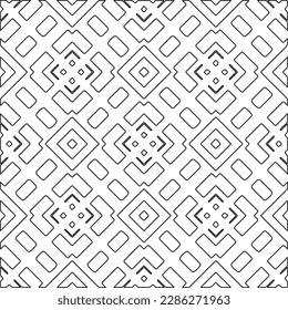 Stylish texture with figures from lines.Abstract geometric black and white pattern for web page, textures, card, poster, fabric, textile. Monochrome graphic repeating design. 