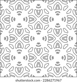 Stylish texture with figures from lines.Abstract geometric black and white pattern for web page, textures, card, poster, fabric, textile. Monochrome graphic repeating design. 