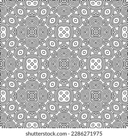 Stylish texture with figures from lines.Abstract geometric black and white pattern for web page, textures, card, poster, fabric, textile. Monochrome graphic repeating design. 