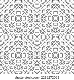 Stylish texture with figures from lines.Abstract geometric black and white pattern for web page, textures, card, poster, fabric, textile. Monochrome graphic repeating design. 