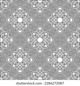 Stylish texture with figures from lines.Abstract geometric black and white pattern for web page, textures, card, poster, fabric, textile. Monochrome graphic repeating design. 