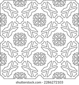Stylish texture with figures from lines.Abstract geometric black and white pattern for web page, textures, card, poster, fabric, textile. Monochrome graphic repeating design. 