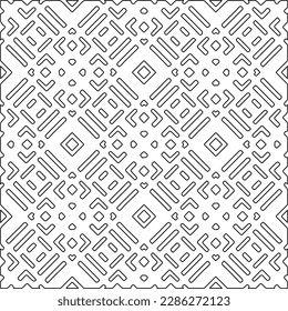 Stylish texture with figures from lines.Abstract geometric black and white pattern for web page, textures, card, poster, fabric, textile. Monochrome graphic repeating design. 