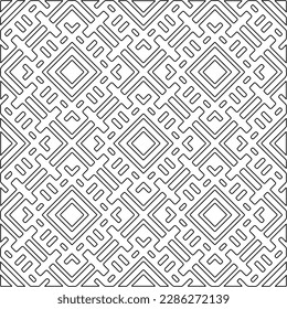 Stylish texture with figures from lines.Abstract geometric black and white pattern for web page, textures, card, poster, fabric, textile. Monochrome graphic repeating design. 