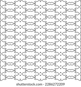 Stylish texture with figures from lines.Abstract geometric black and white pattern for web page, textures, card, poster, fabric, textile. Monochrome graphic repeating design. 