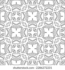 Stylish texture with figures from lines.Abstract geometric black and white pattern for web page, textures, card, poster, fabric, textile. Monochrome graphic repeating design. 